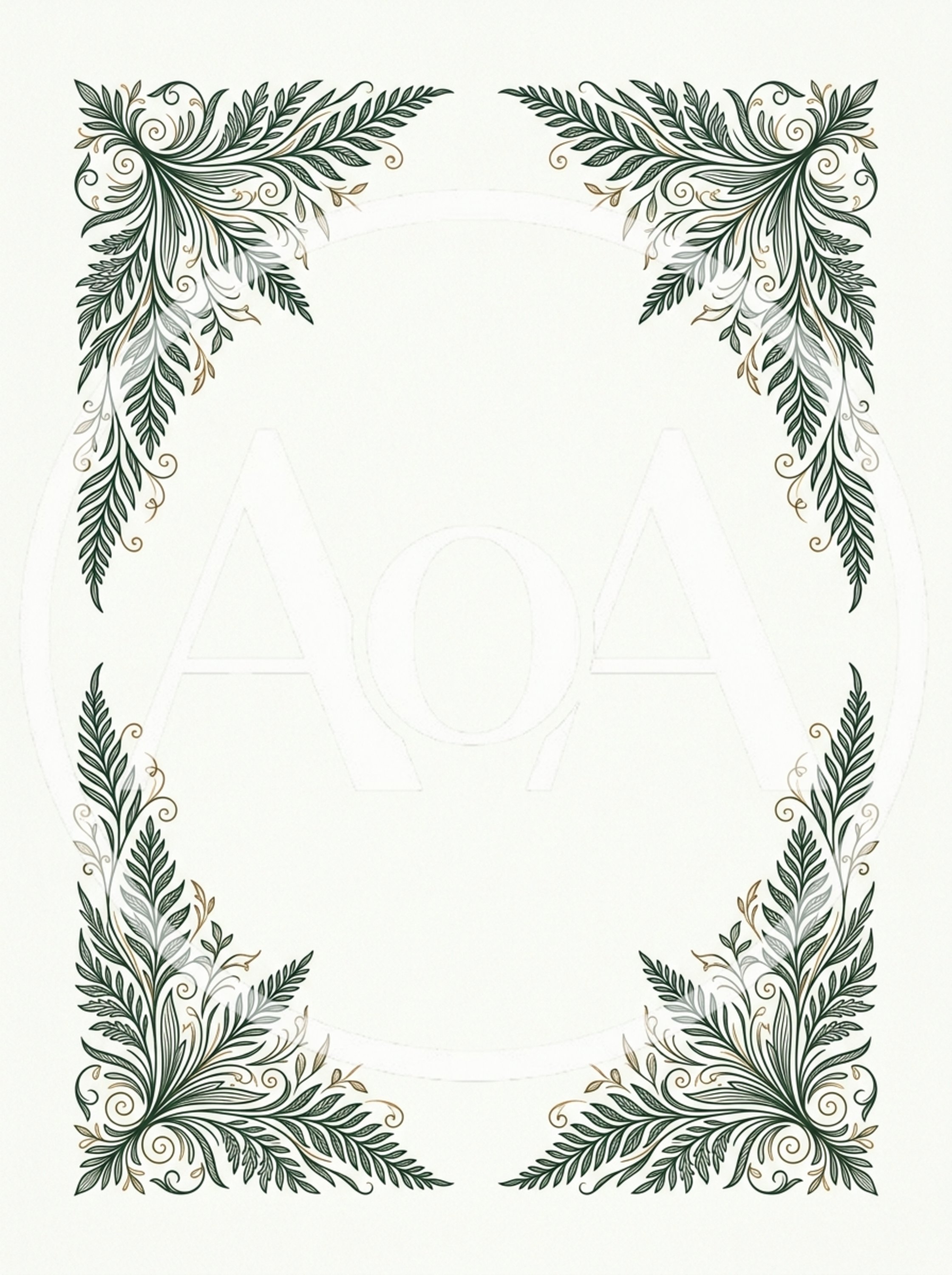 Elegant Botanical Fern Leaf Corner Frame Illustration