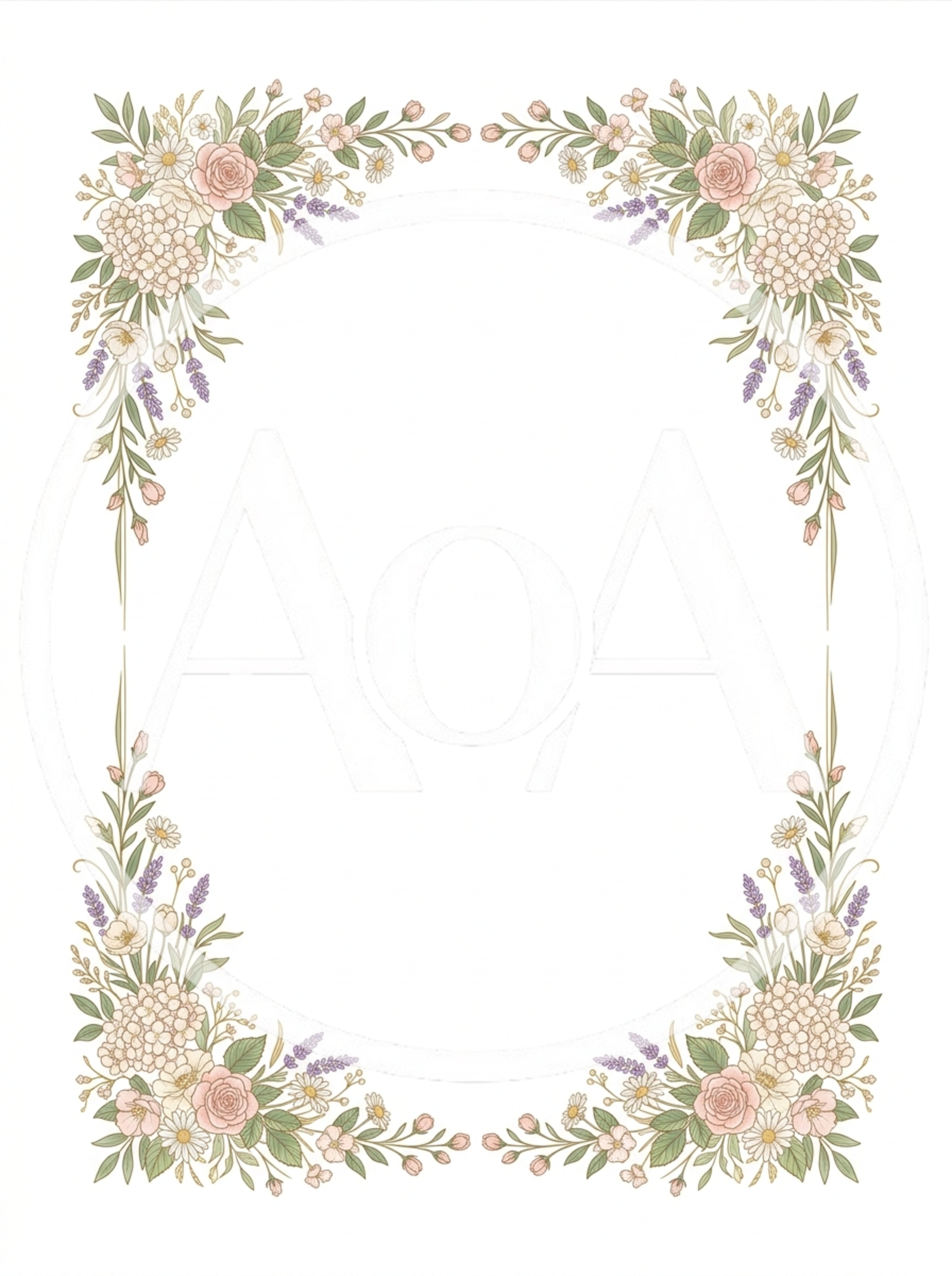 Floral Corner Border Frame With Pastel Flowers