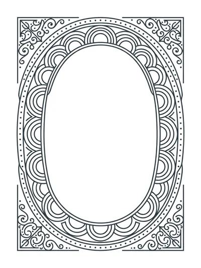 Decorative Oval Frame With Ornate Art Deco Border