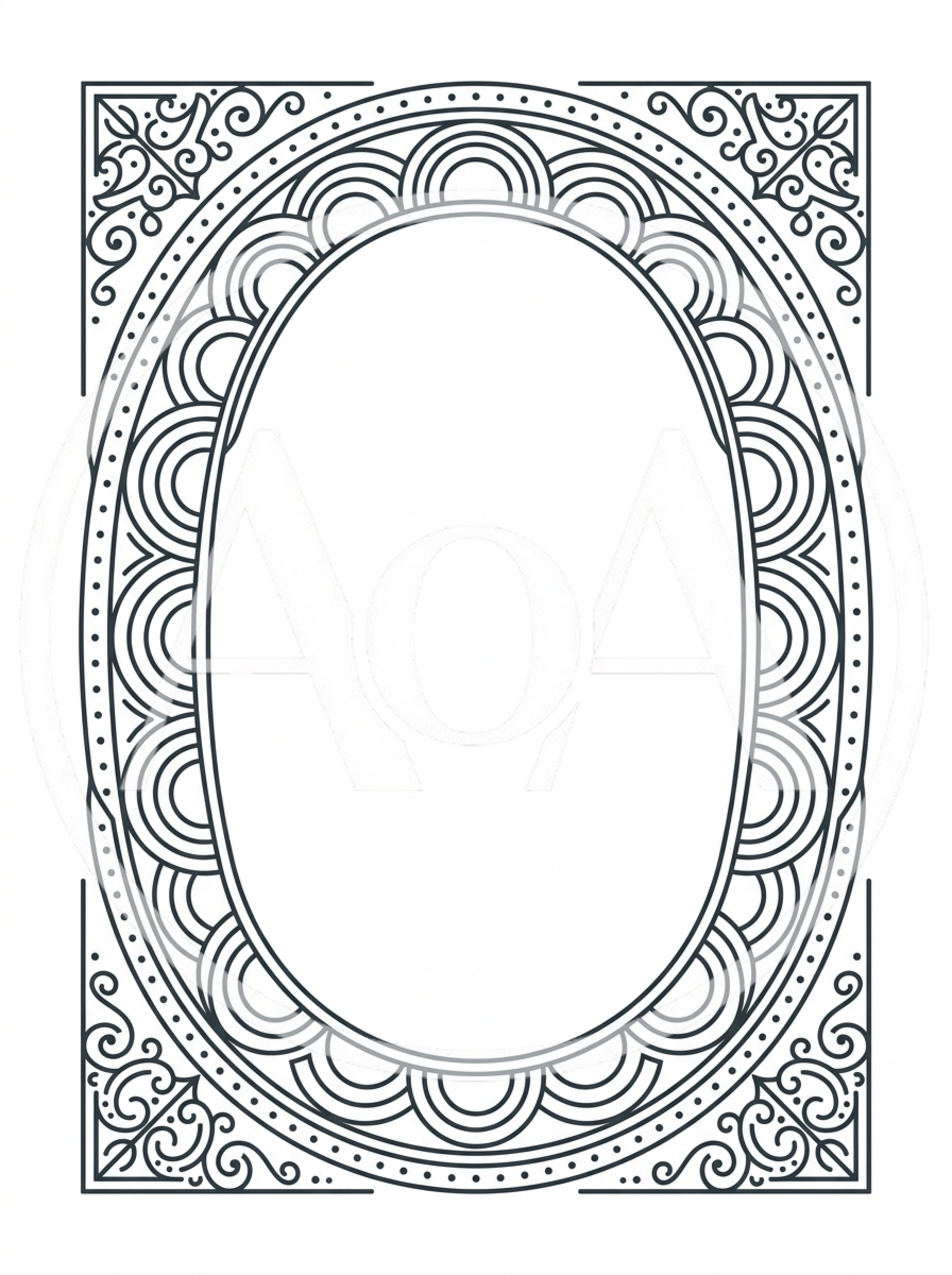 Decorative Oval Frame With Ornate Art Deco Border
