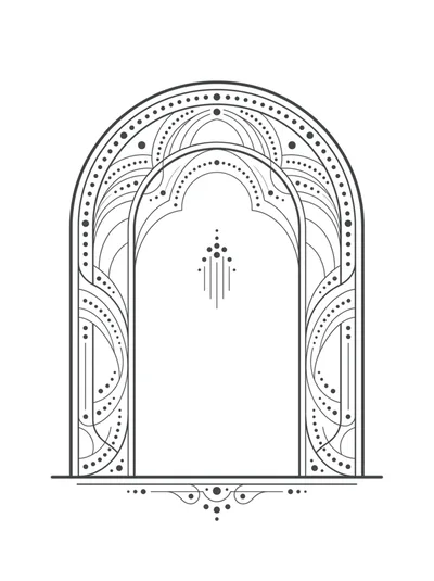 Art Deco Style Decorative Archway Line Art Illustration