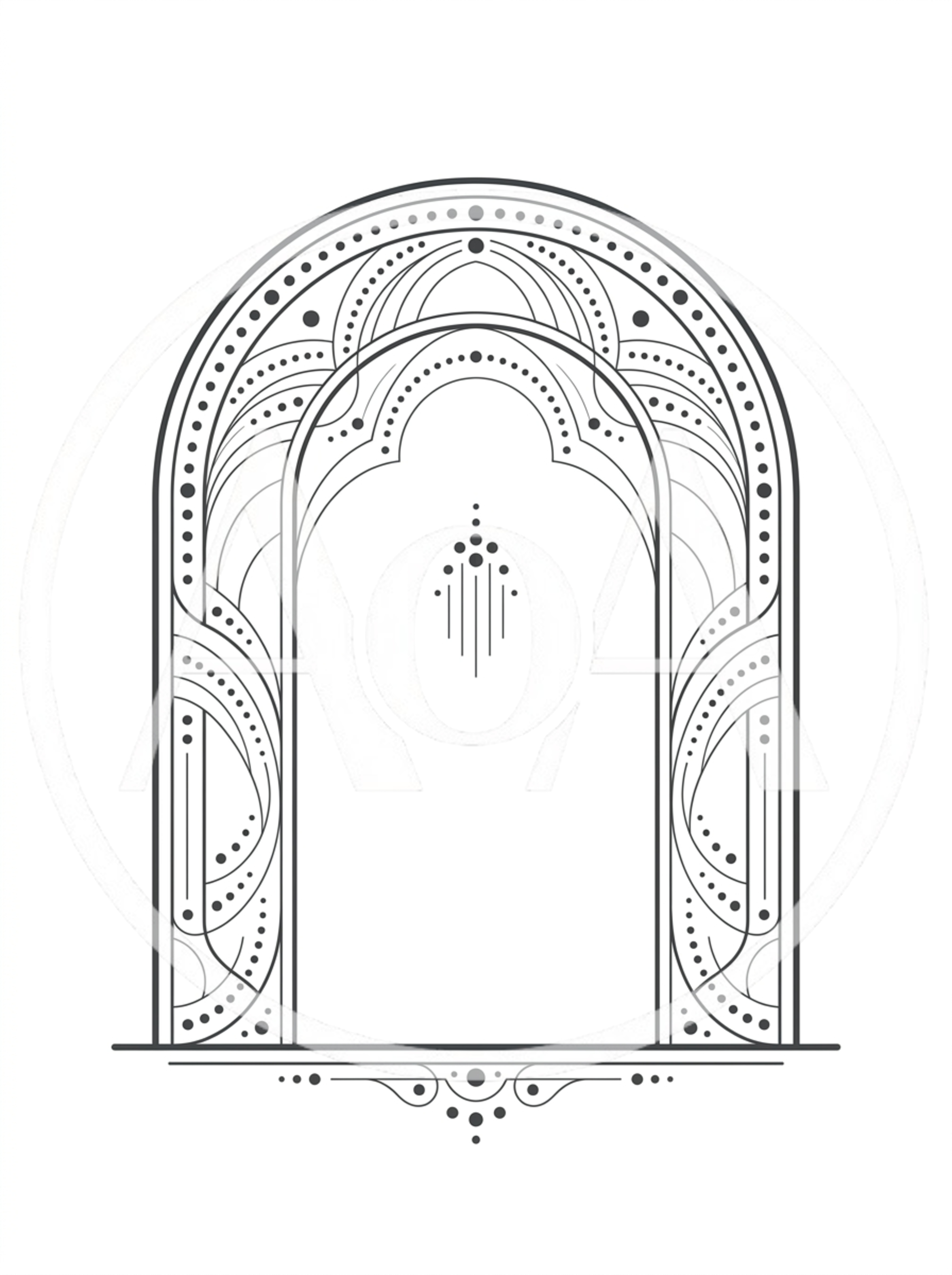 Art Deco Style Decorative Archway Line Art Illustration