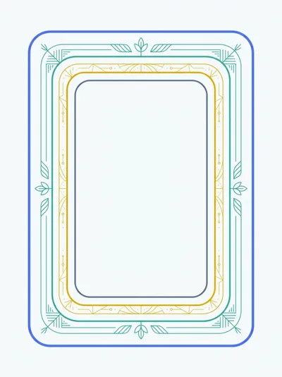 Minimalist Decorative Rectangular Frame With Geometric Floral Accents