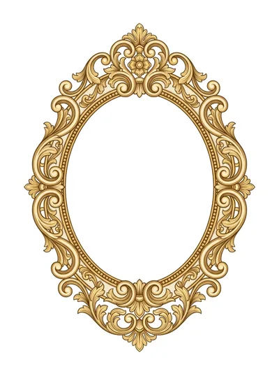 Ornate Gold Baroque Oval Picture Frame