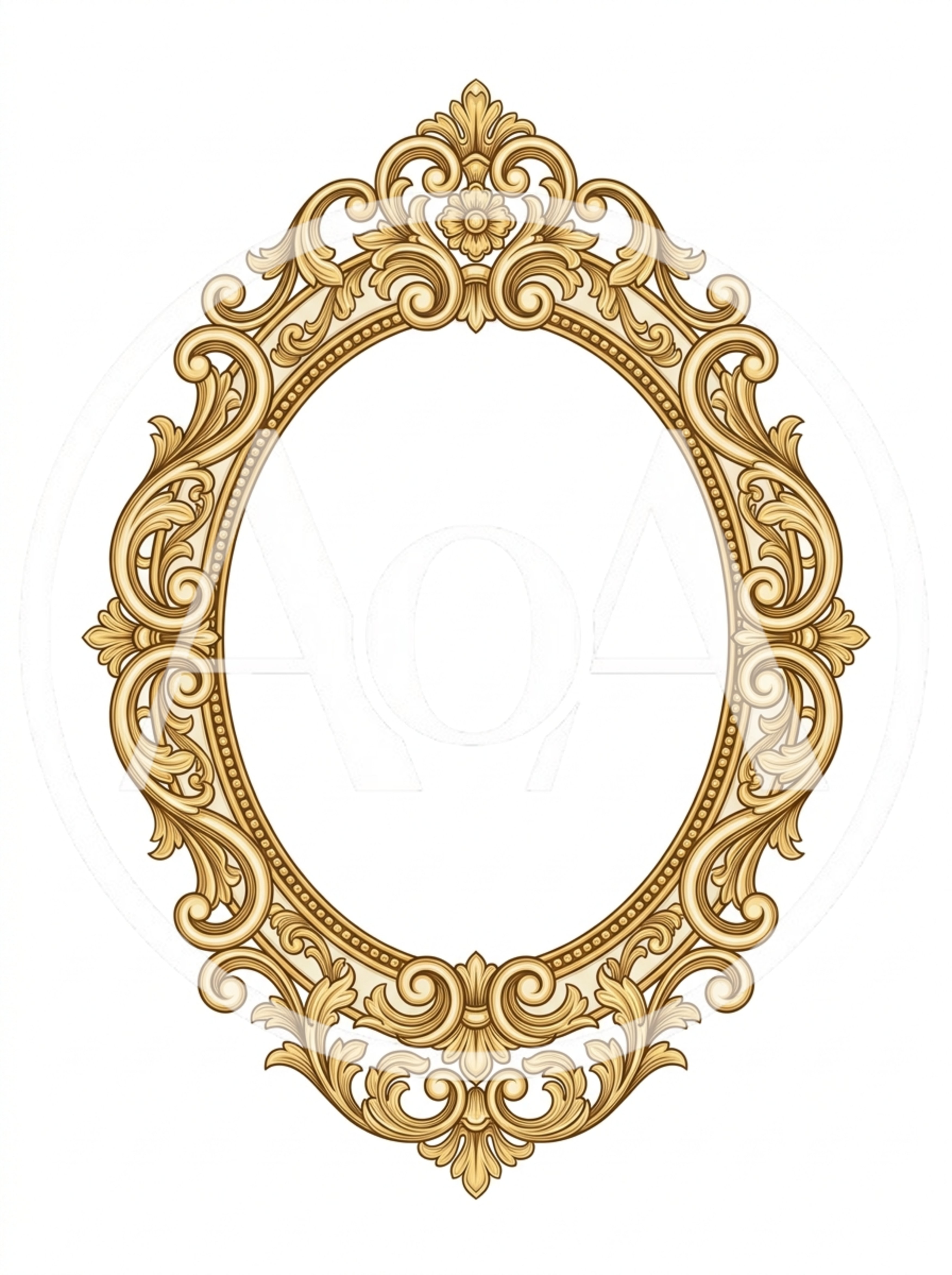 Ornate Gold Baroque Oval Picture Frame
