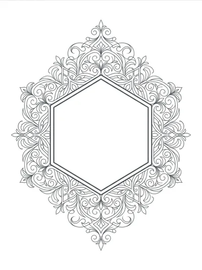 Elegant Hexagonal Decorative Frame With Ornate Floral Filigree