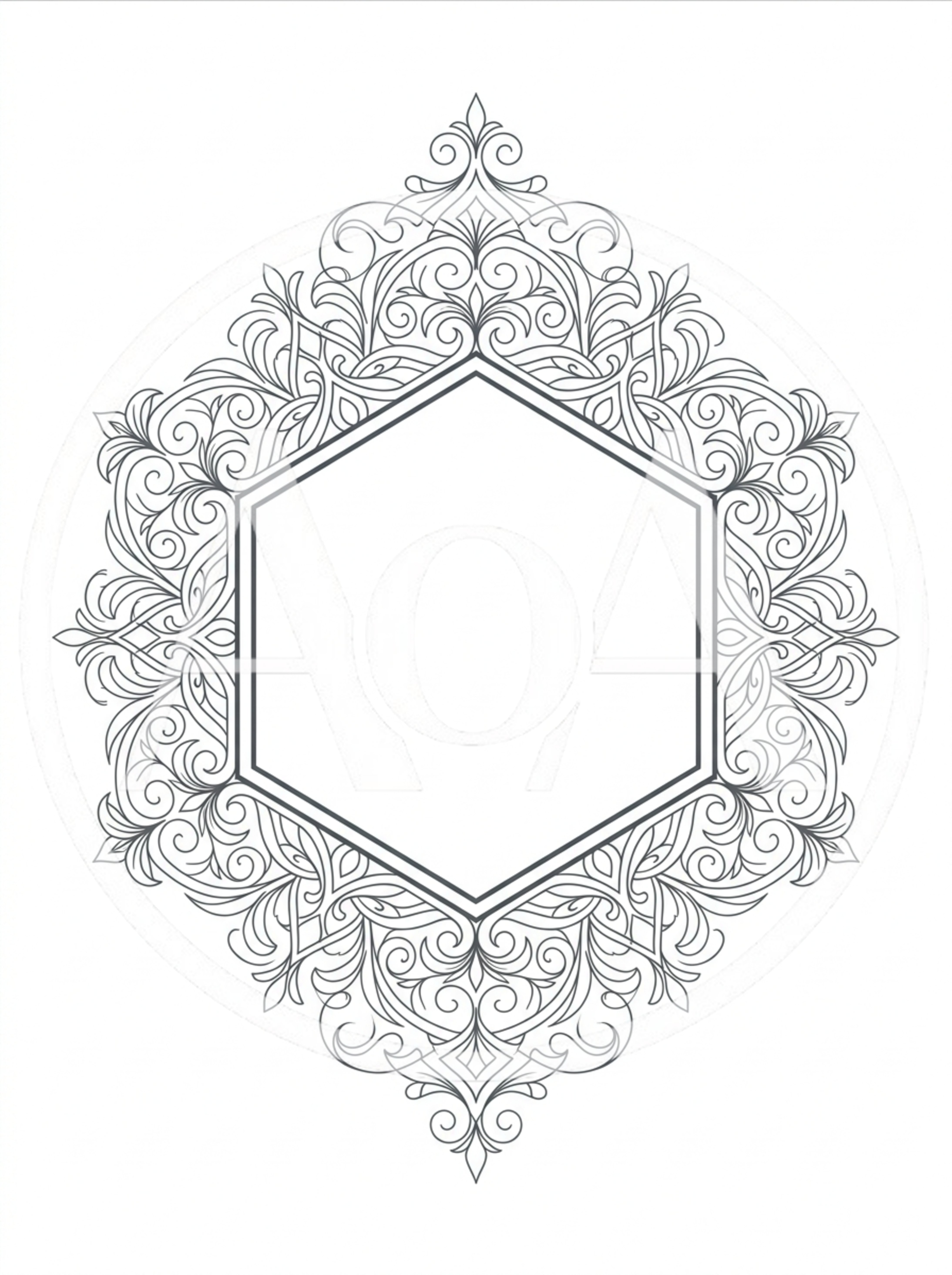 Elegant Hexagonal Decorative Frame With Ornate Floral Filigree