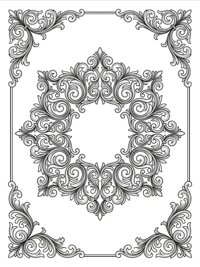 Ornate Baroque Style Decorative Floral Frame Design