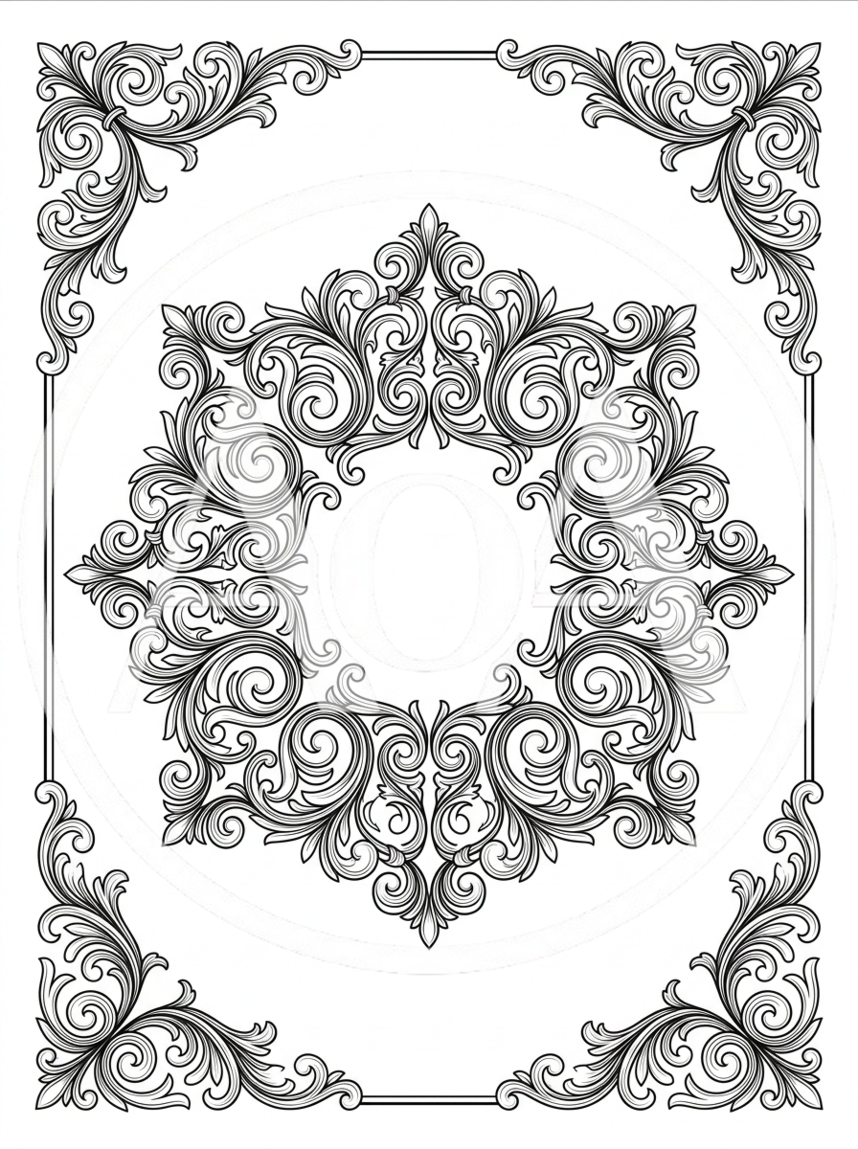 Ornate Baroque Style Decorative Floral Frame Design