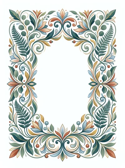 Ornate Floral Botanical Frame With Intricate Foliage