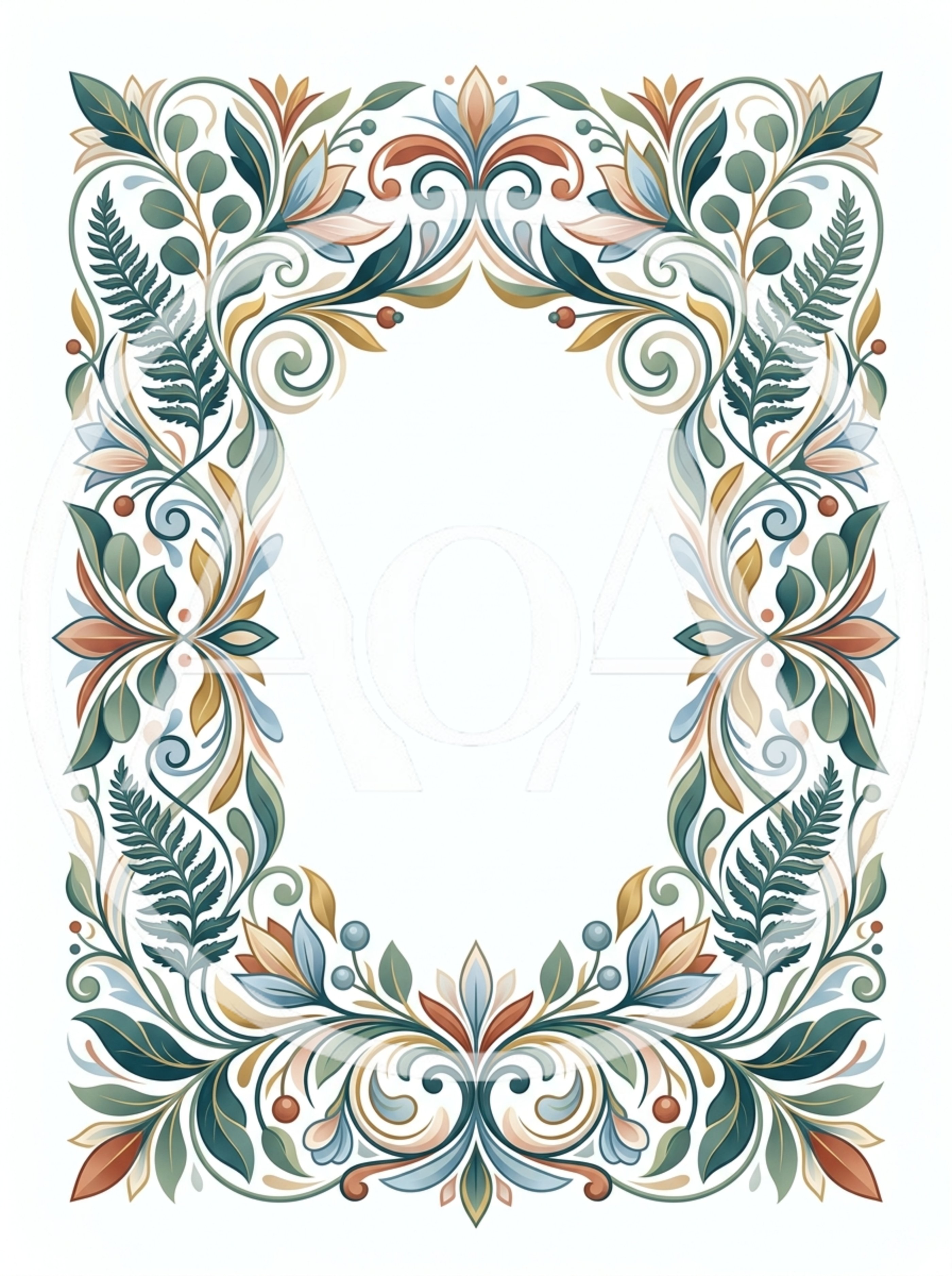 Ornate Floral Botanical Frame With Intricate Foliage