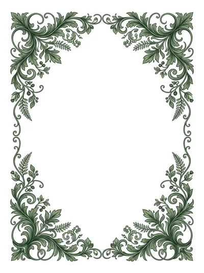 Ornate Victorian Style Floral Decorative Border Frame
