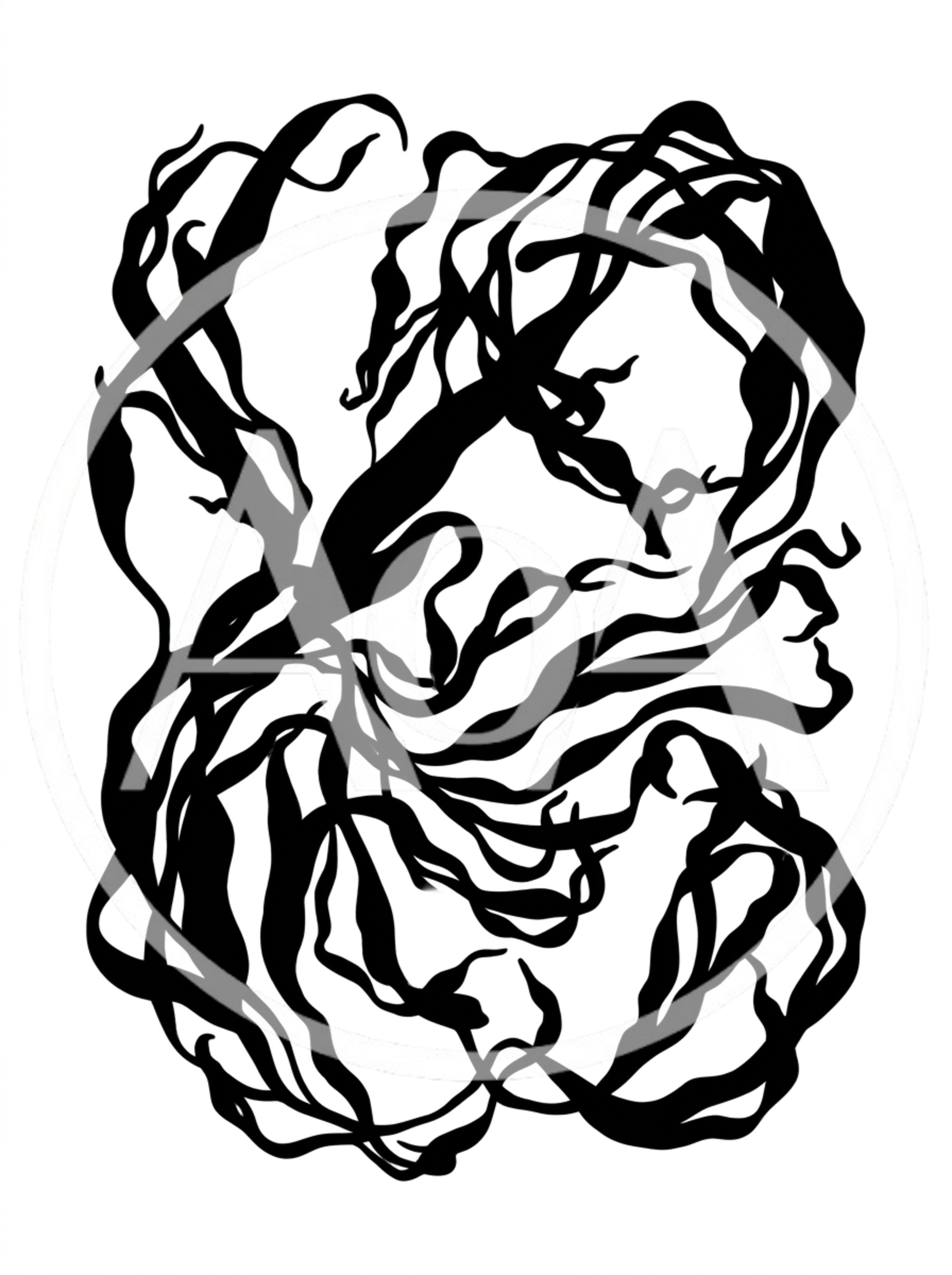 Abstract Black Ink Brush Strokes On White Background