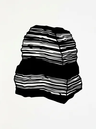 Minimalist Black And White Layered Rock Illustration