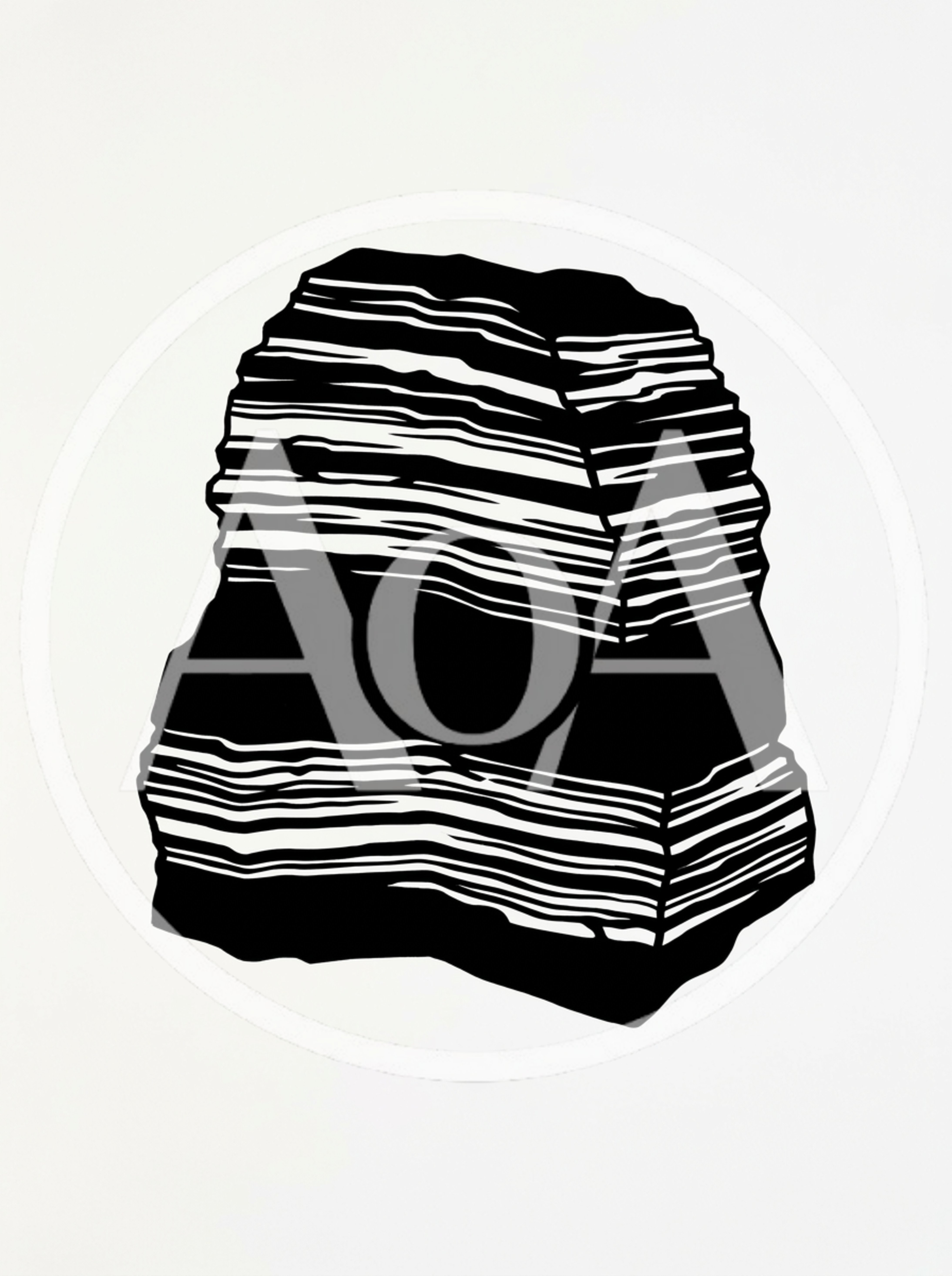 Minimalist Black And White Layered Rock Illustration