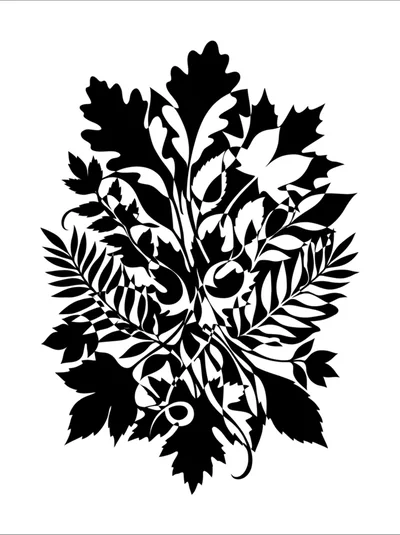 Abstract Botanical Silhouette Illustration With Intricate Leaf Patterns