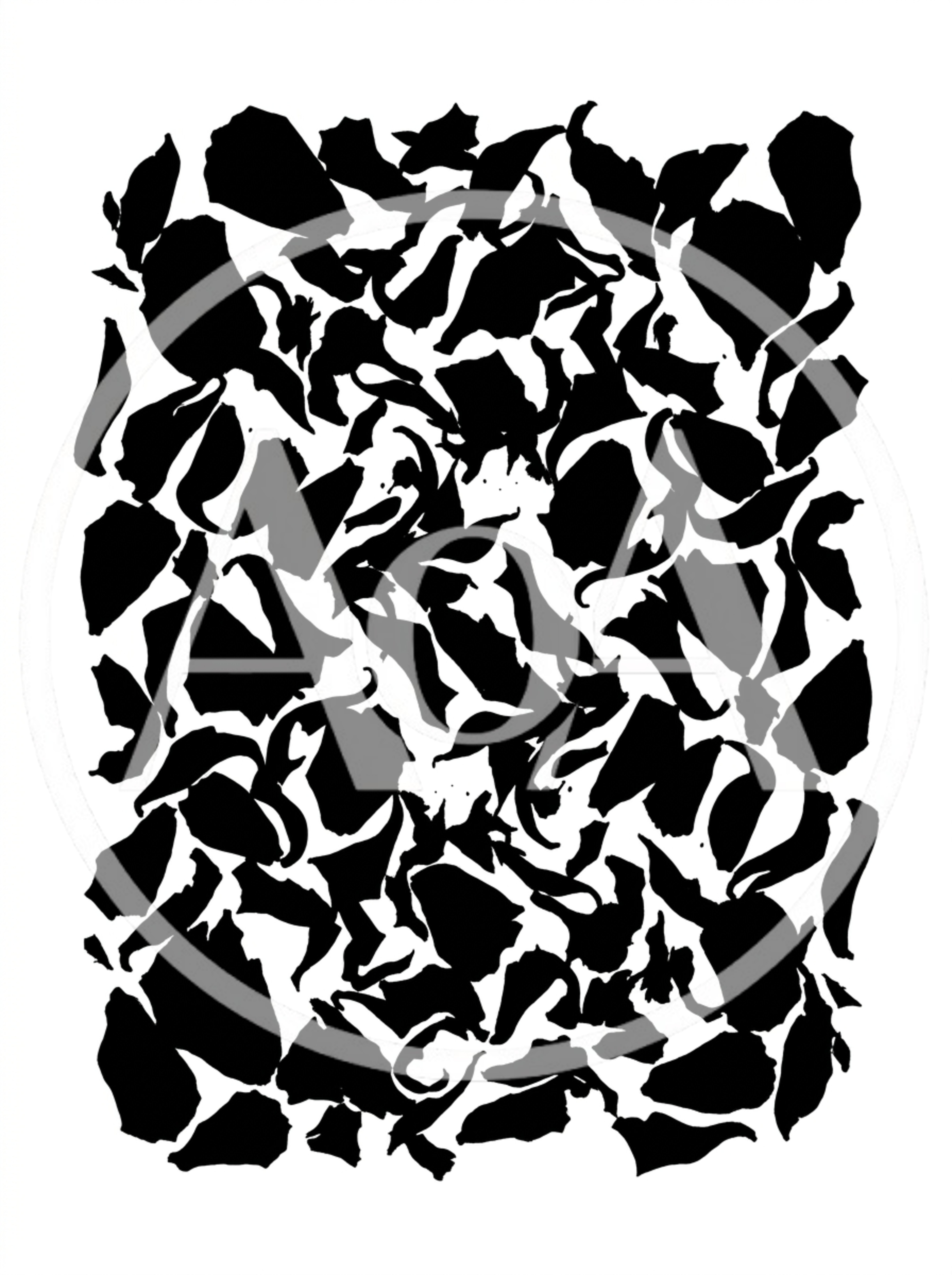 Abstract Black Ink Blot Pattern On White Background