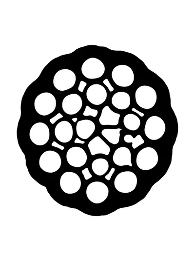 Black And White Lotus Seed Pod Silhouette Icon
