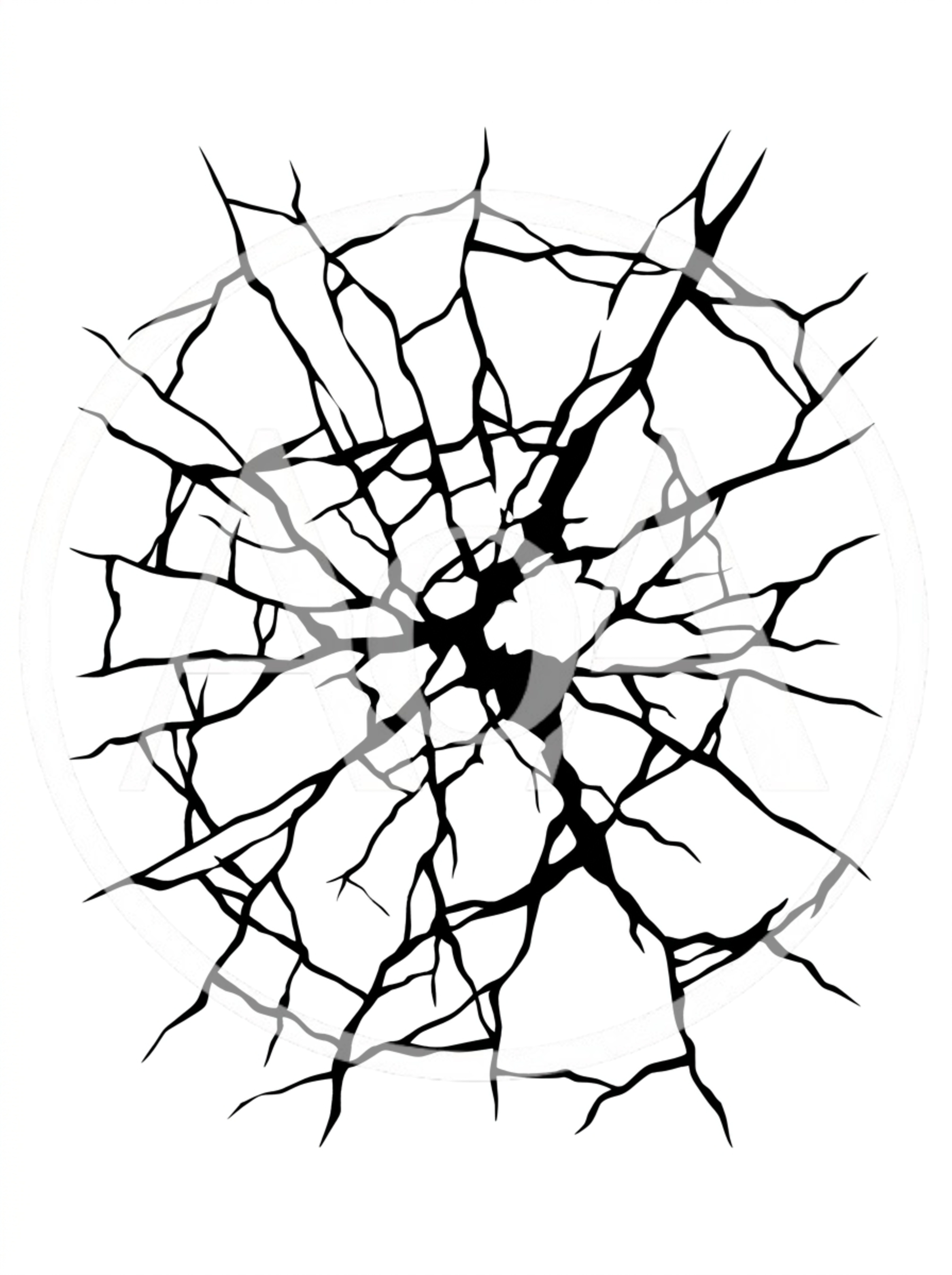 Black And White Shattered Glass Crack Pattern