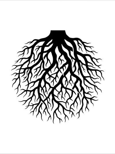 Black Silhouette Illustration Of Tree Roots