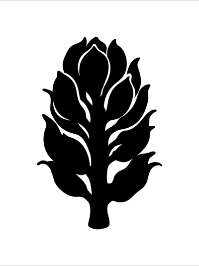 Black Silhouette Of An Artichoke Botanical Illustration