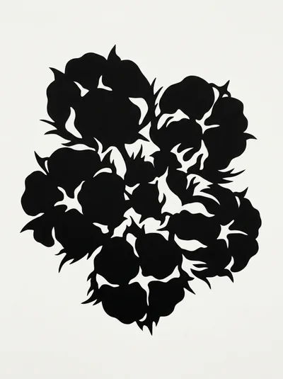 Black And White Cotton Boll Silhouette Illustration