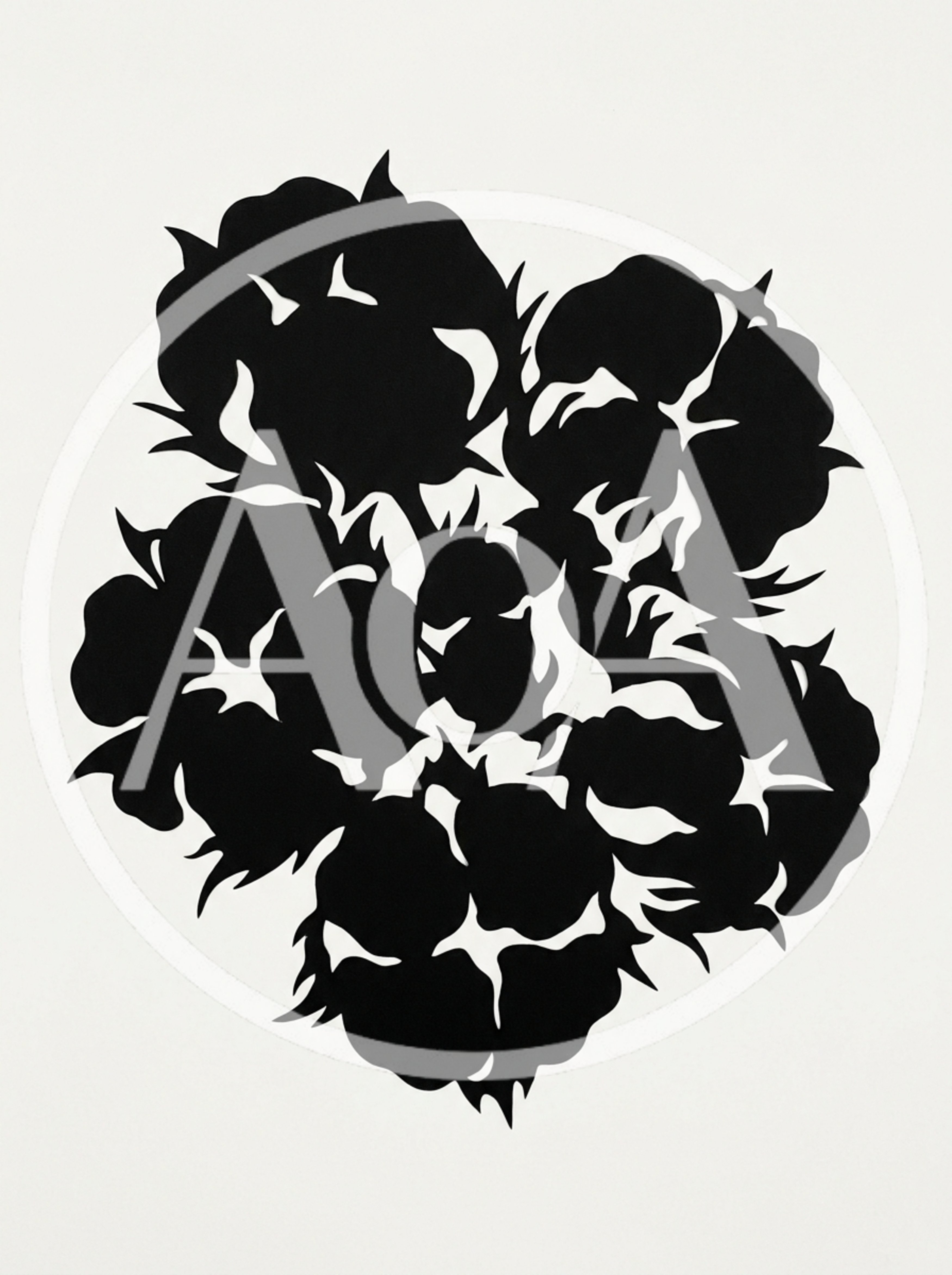 Black And White Cotton Boll Silhouette Illustration
