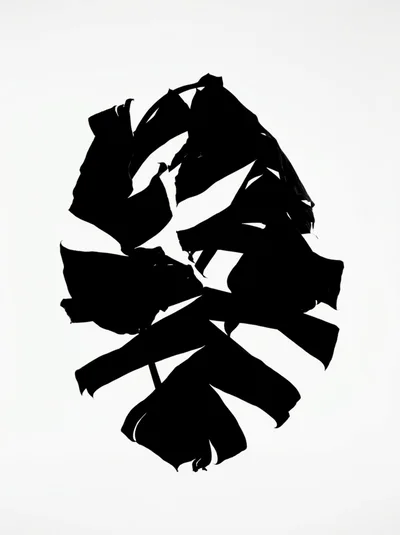 Black Silhouette Of Tropical Banana Leaves On White Background