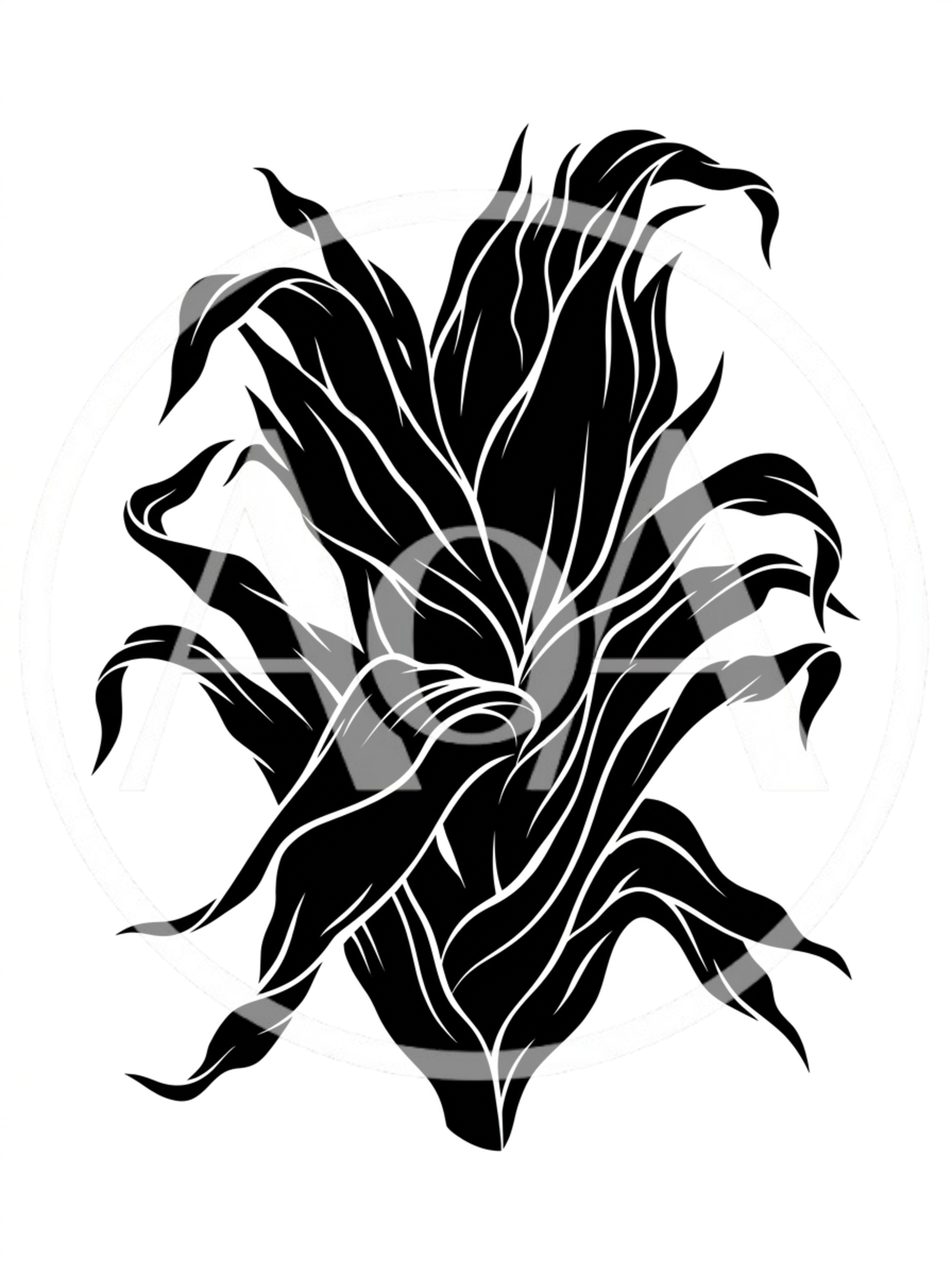 Black Silhouette Illustration Of A Corn Plant