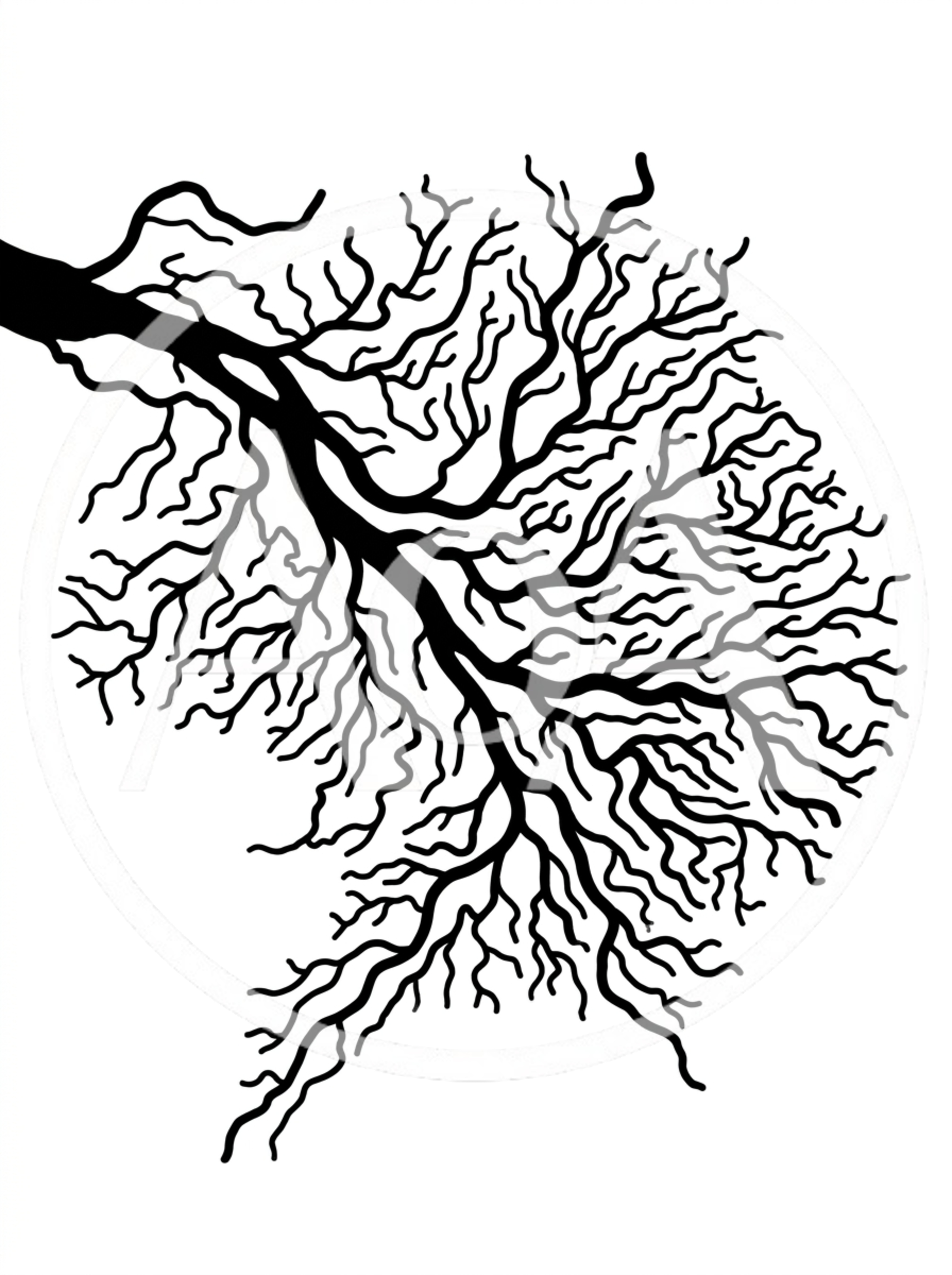 Black And White Tree Branch Silhouette Illustration