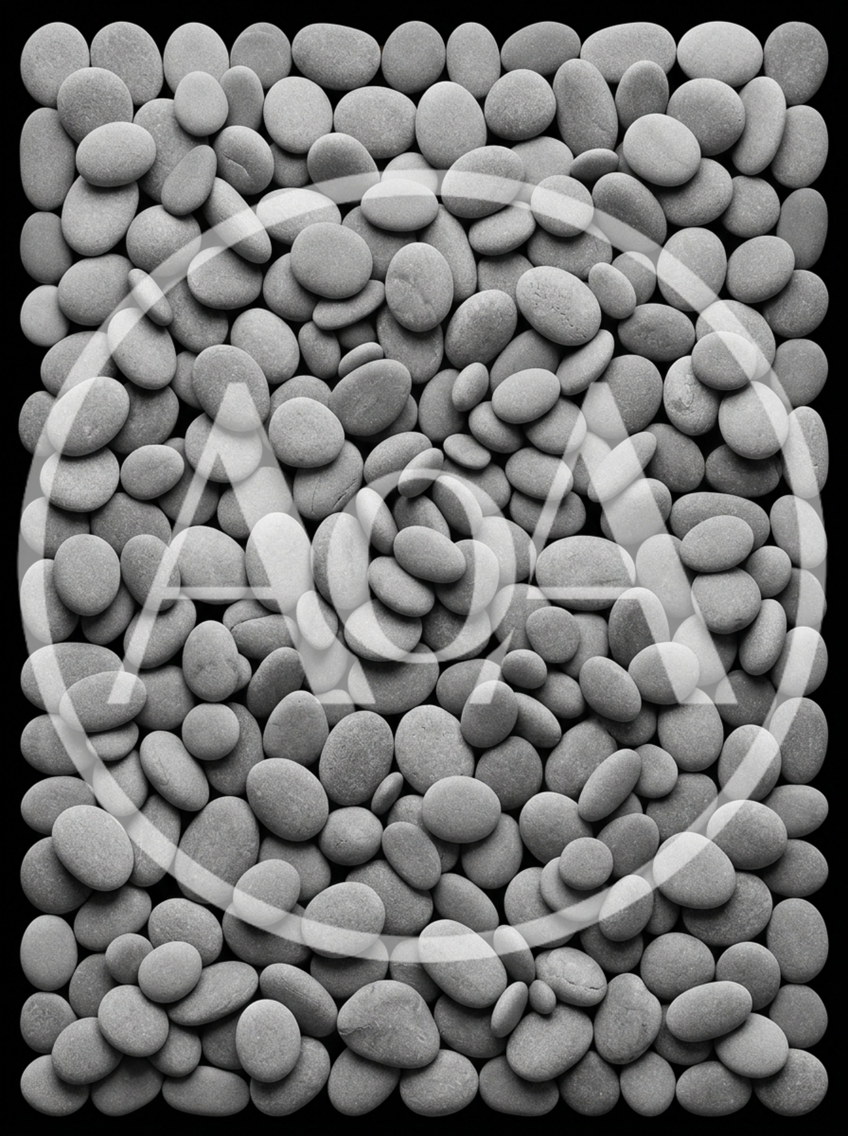 Top Down View Of Smooth Grey River Stones