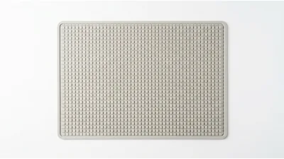 Top View Of A Grey Silicone Dish Drying Mat