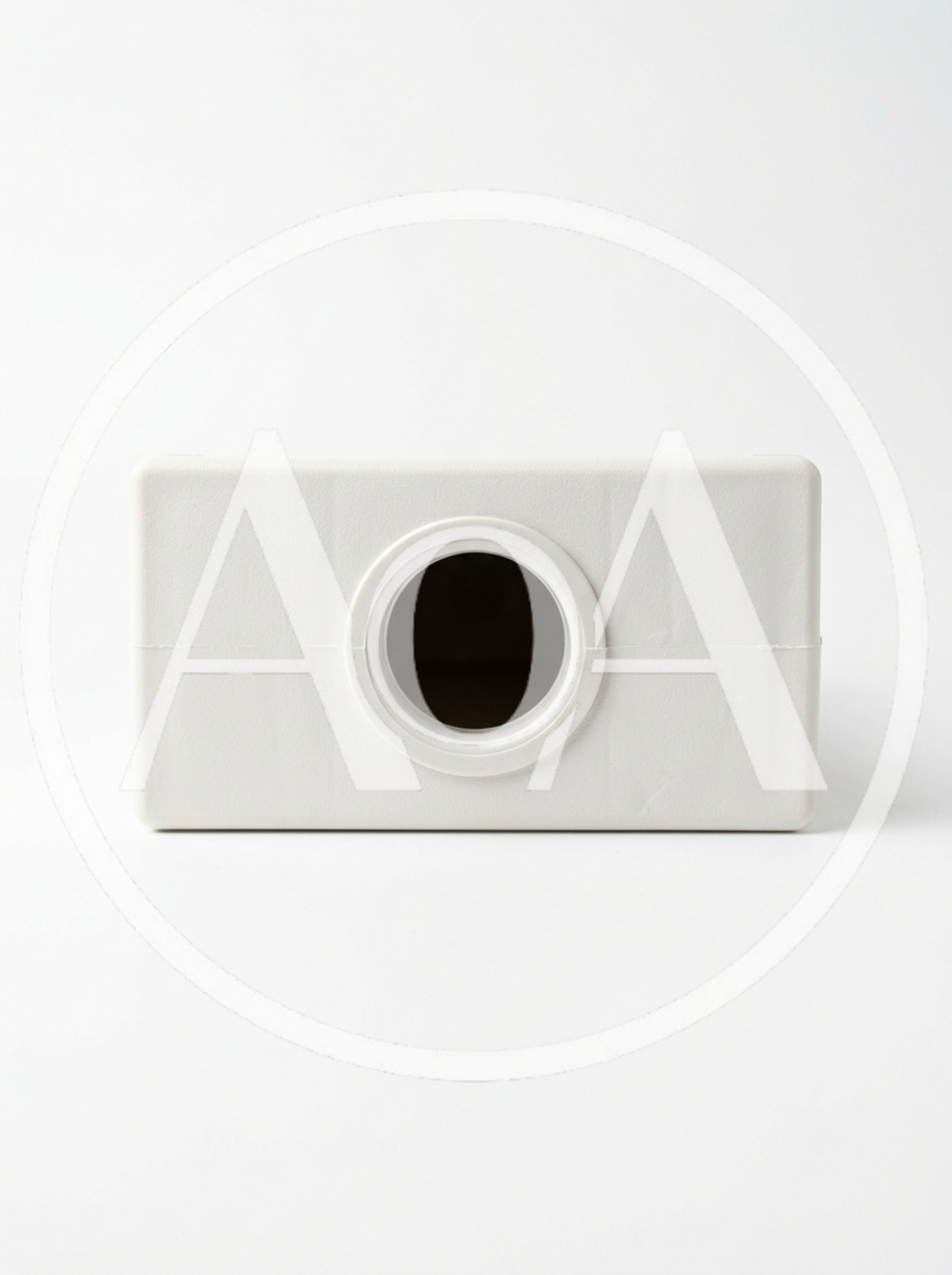 White Plastic Rectangular Container With Circular Opening