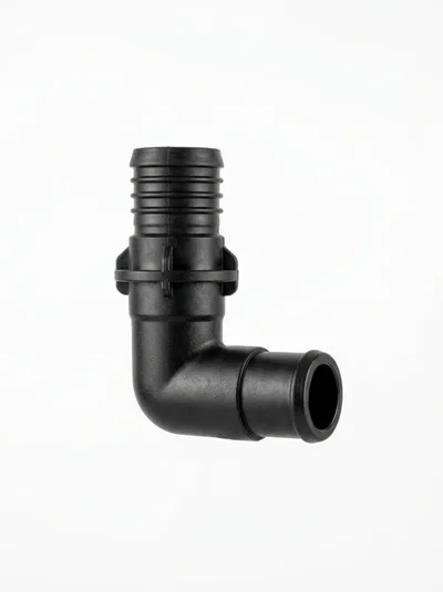 Black Plastic L-Shaped Hose Barb Fitting