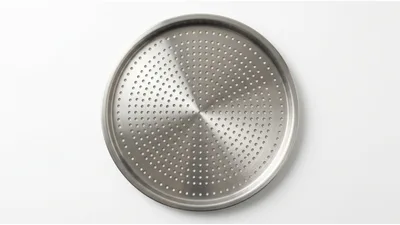 Top View Of A Round Stainless Steel Perforated Tray