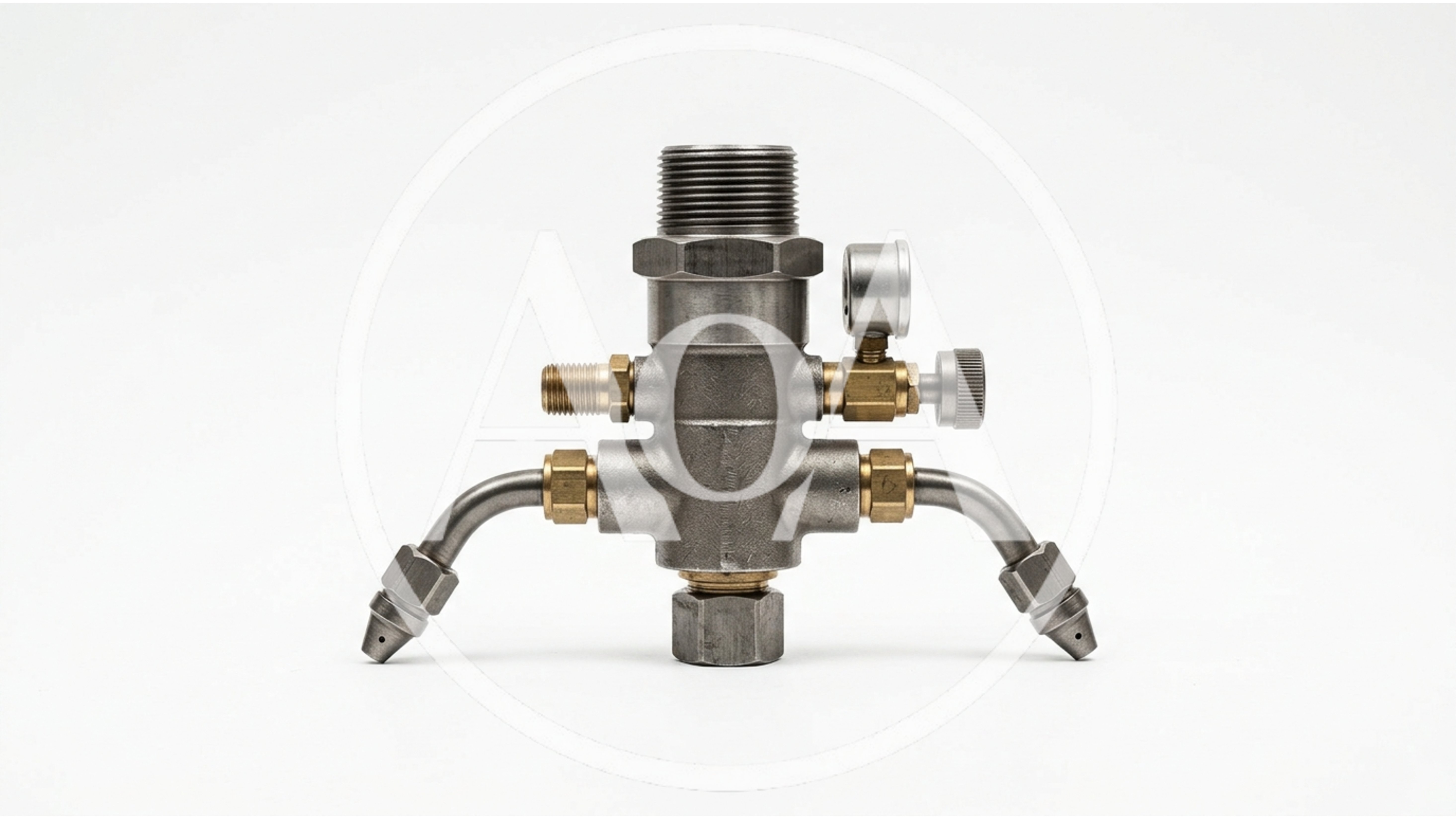 Industrial Metal Valve Assembly With Pressure Gauge