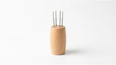 Wooden Needle Holder With Four Sewing Needles