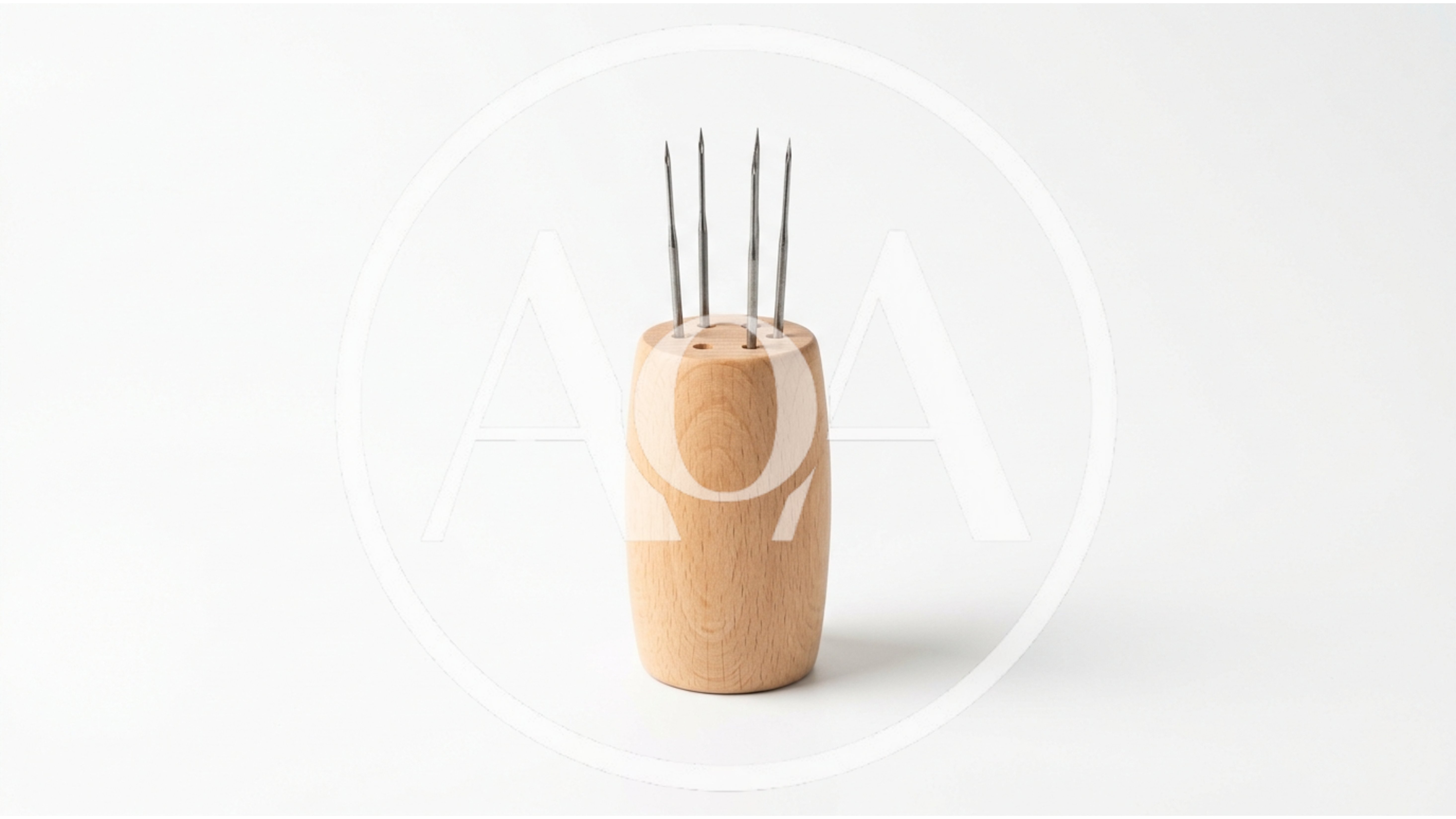 Wooden Needle Holder With Four Sewing Needles