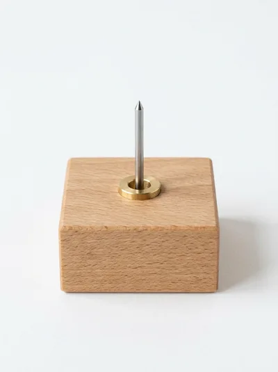 Minimalist Wooden Desk Organizer With Metal Spike