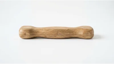 Handcrafted Wooden Dumbbell On White Background