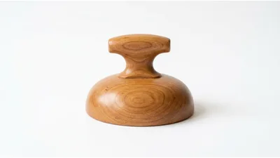Wooden Handheld Massage Tool on White Background