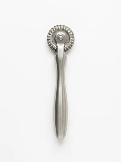Stainless Steel Pastry Wheel Cutter on White Background