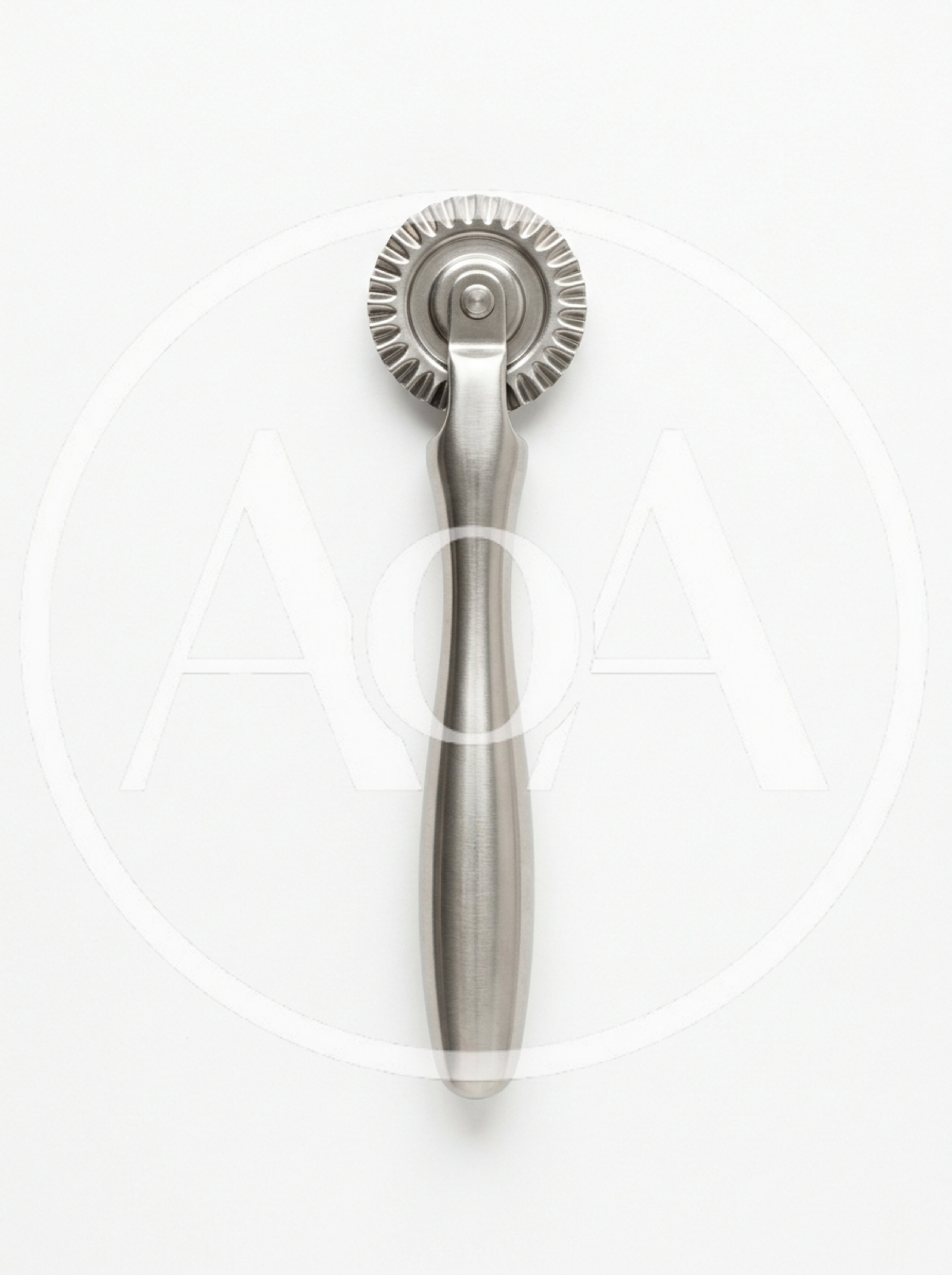 Stainless Steel Pastry Wheel Cutter on White Background