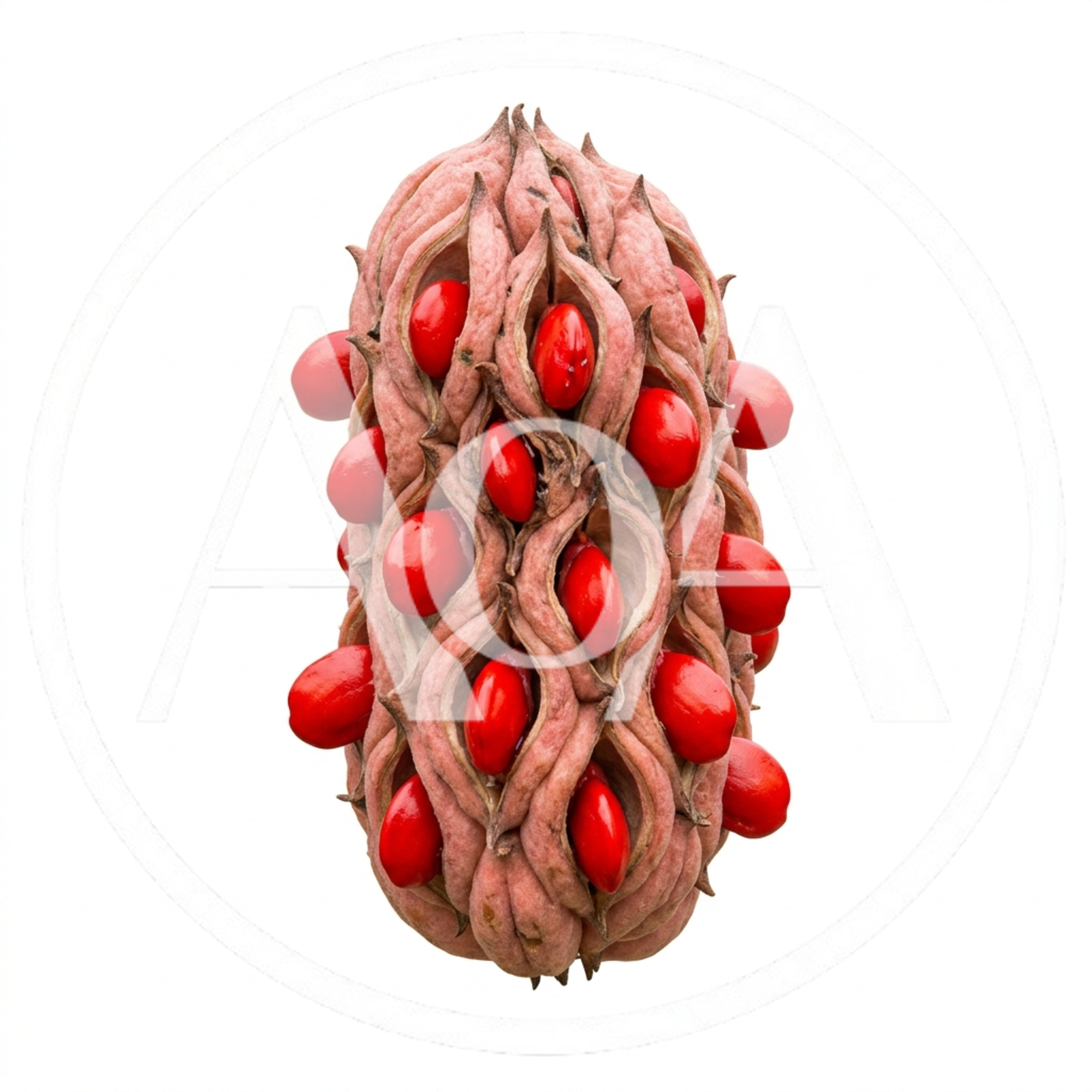 Sterculia Foetida Seed Pod With Bright Red Seeds