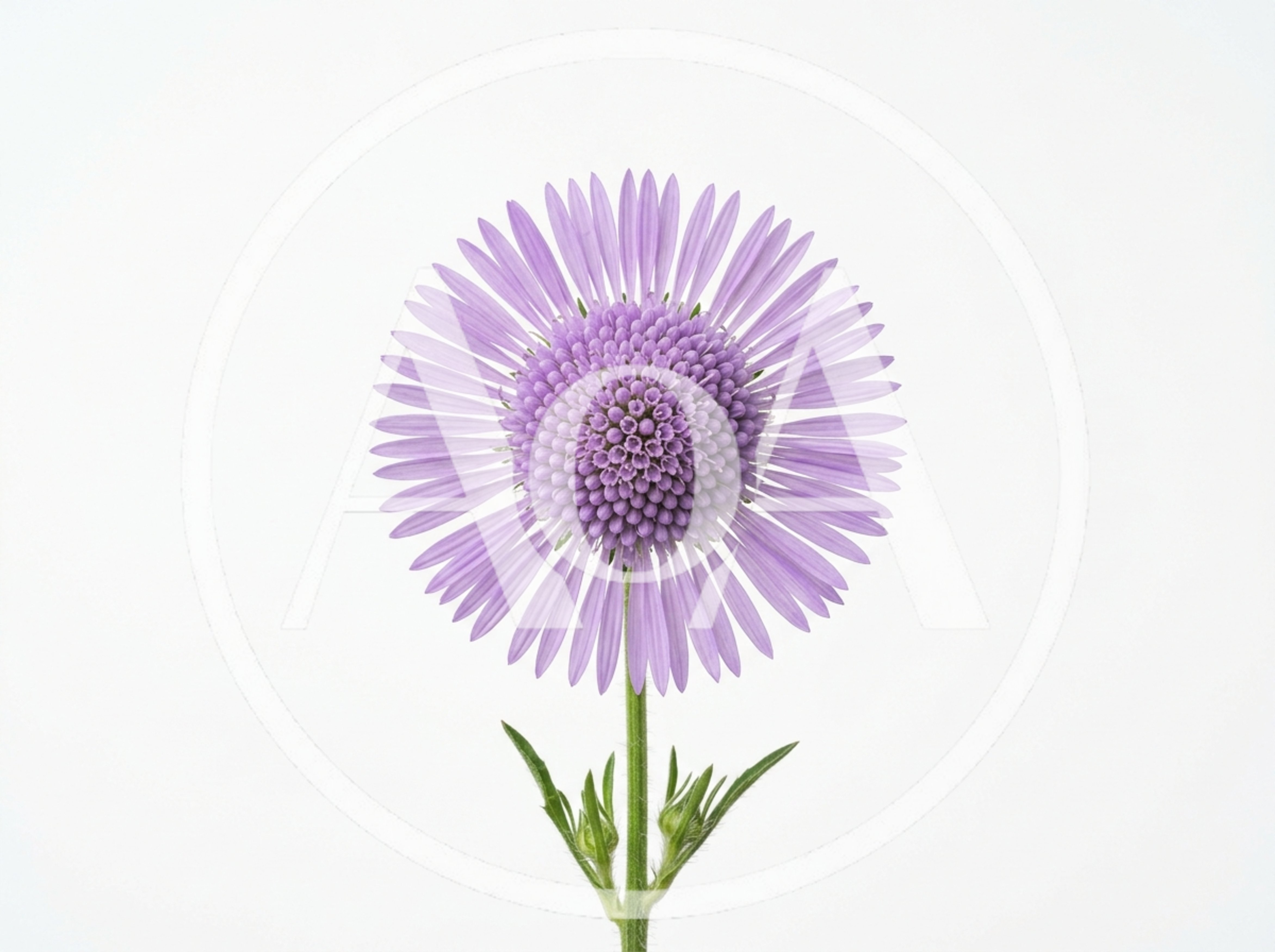 Single Purple Stokes Aster Flower Against White Background