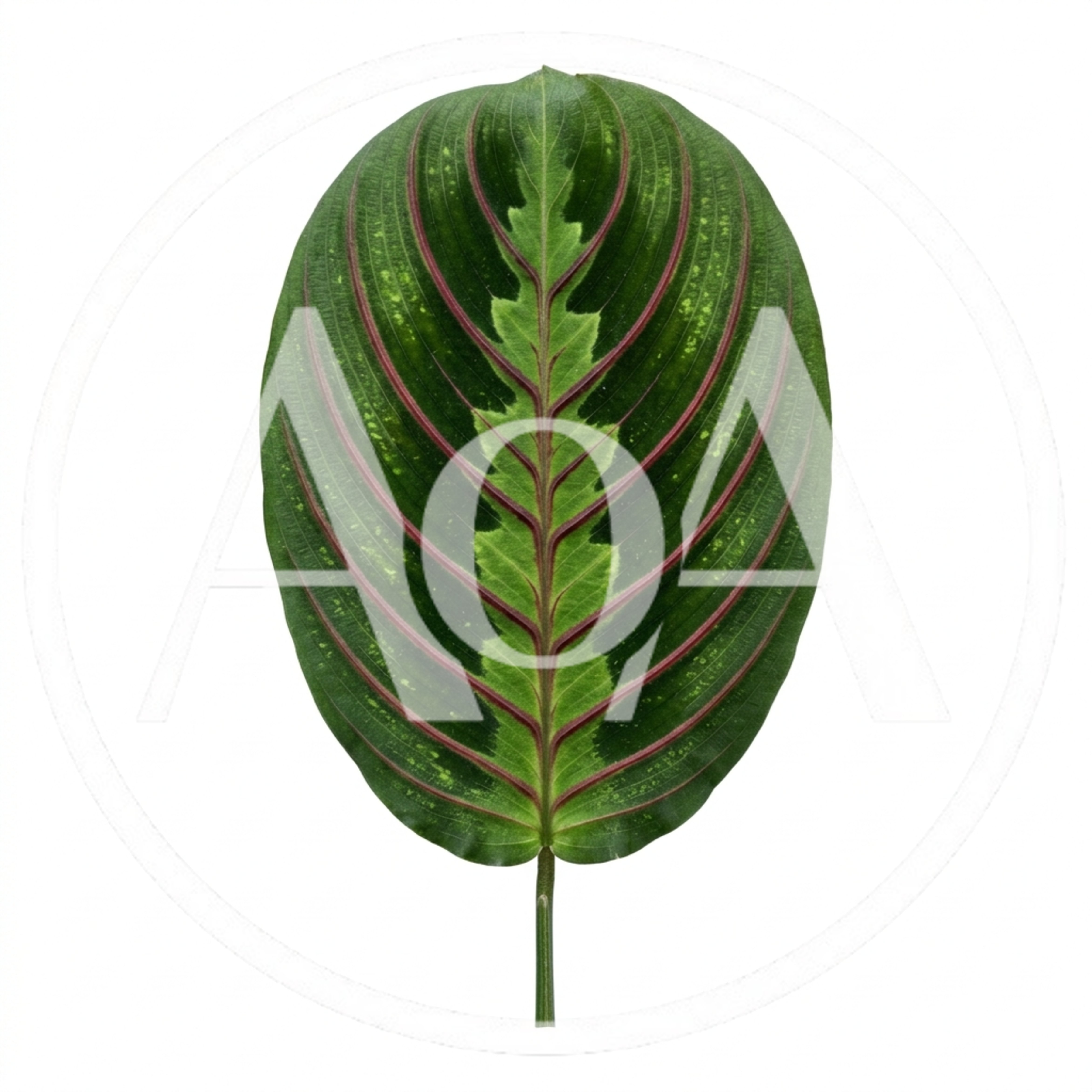 Single Maranta Leuconeura Leaf Isolated On White Background