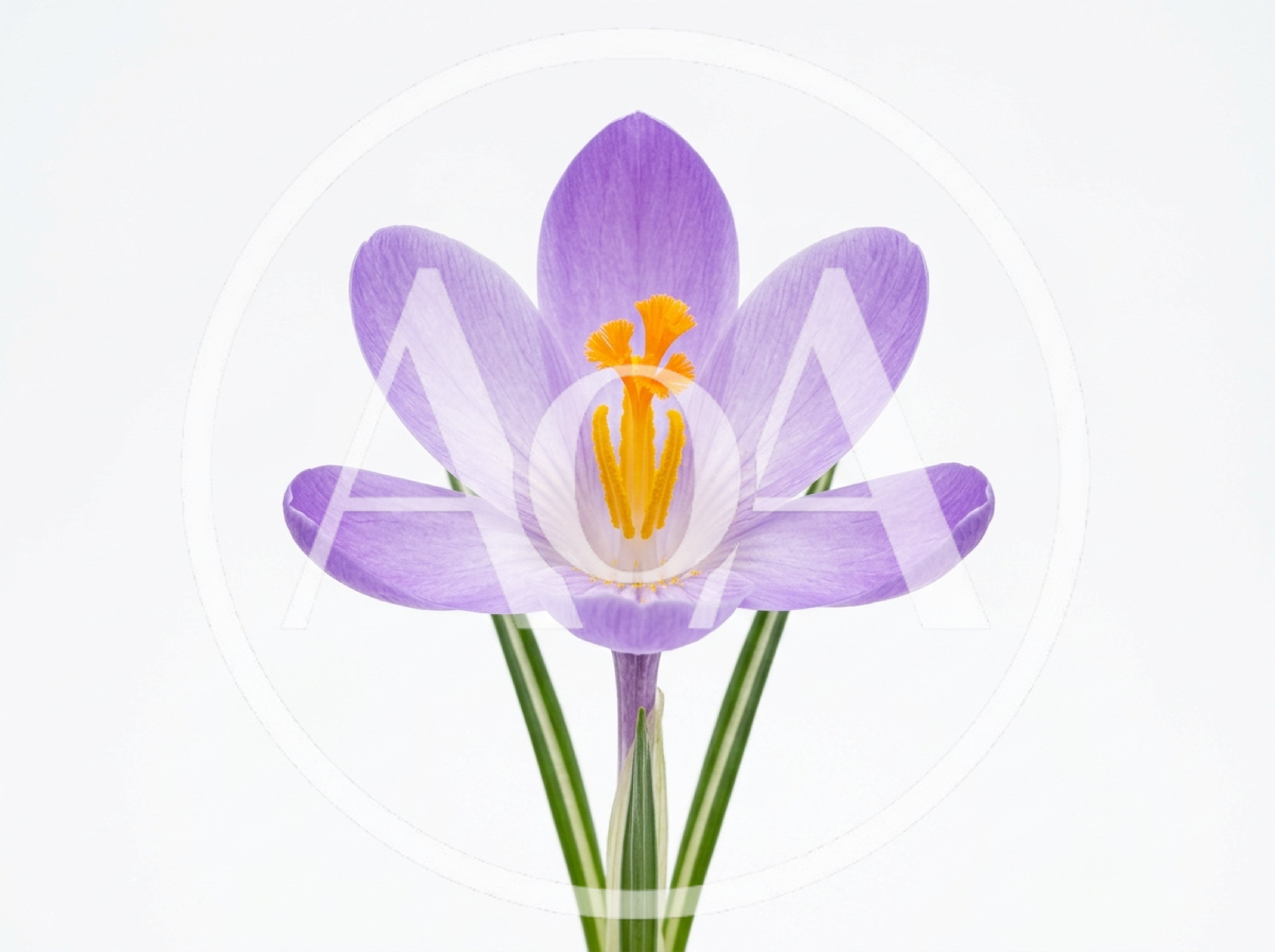 Single Purple Crocus Flower Isolated On White Background