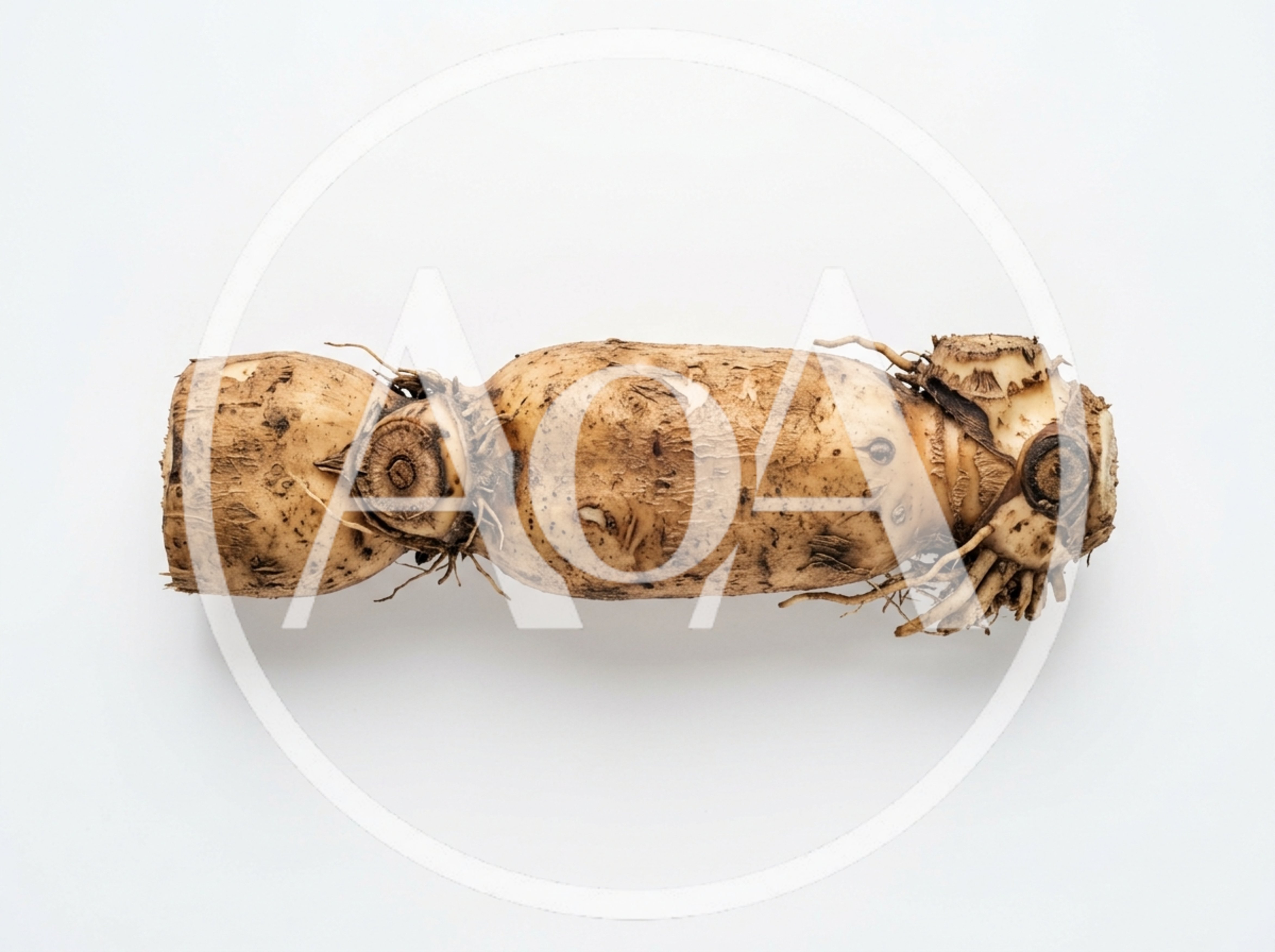 Raw Lotus Root Segment on White Background
