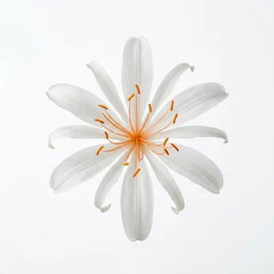 Single White Lily Flower Isolated On White Background