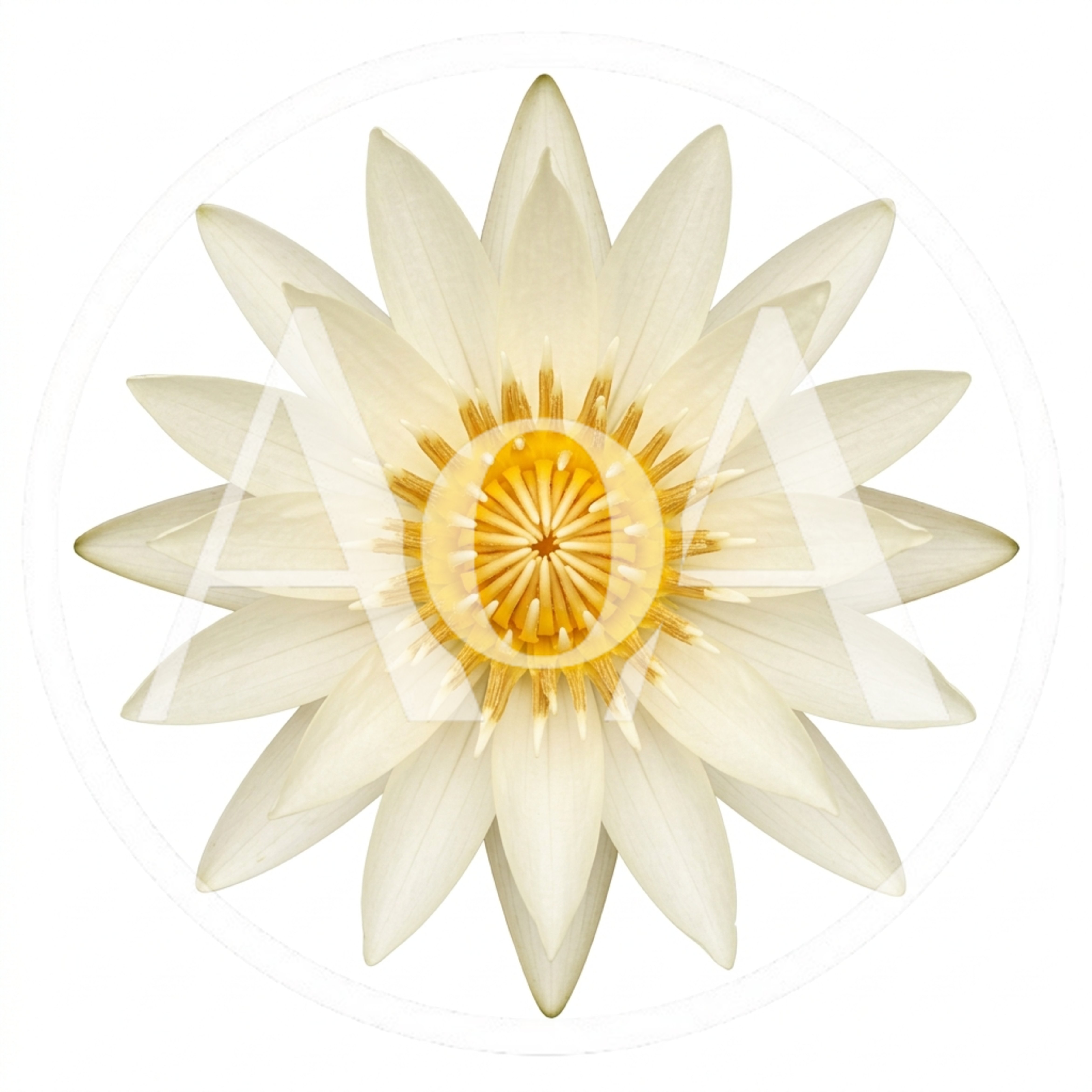 Top View Of A White Water Lily Flower